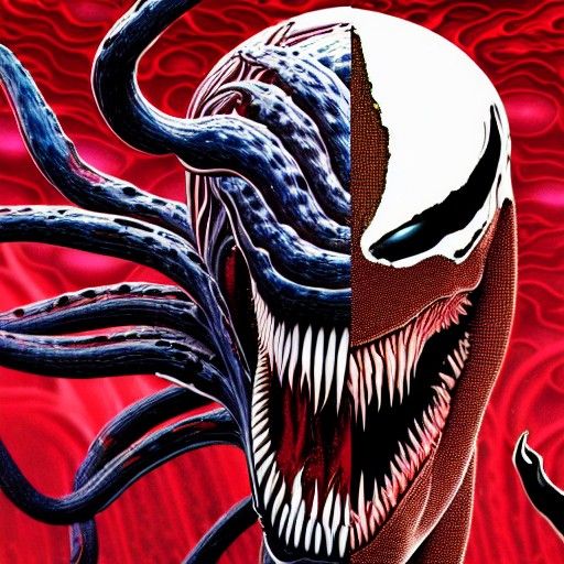 Venom and Carnage Clash in a Futuristic Aurora