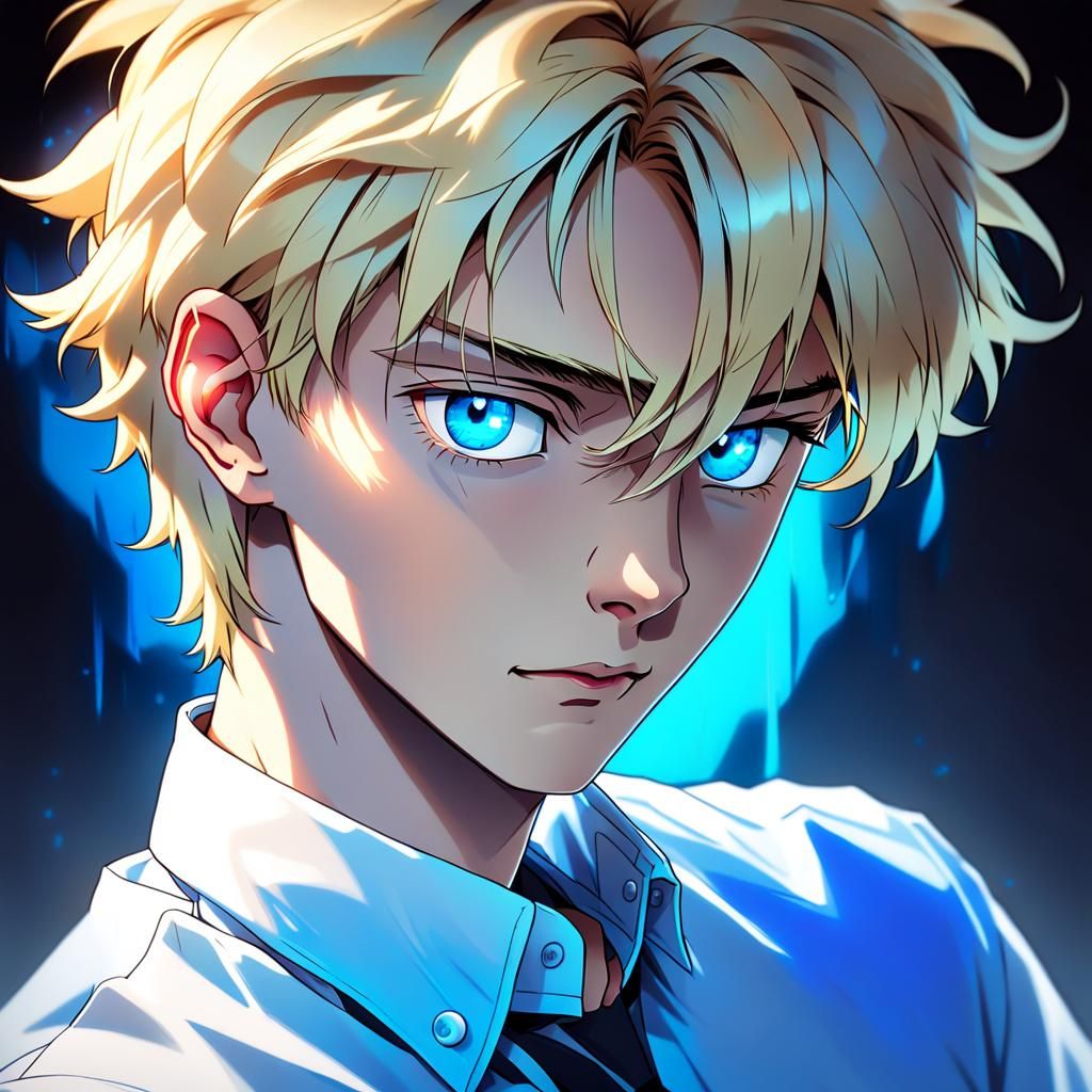 Blonde Man in Manga-Style Anime Portrait