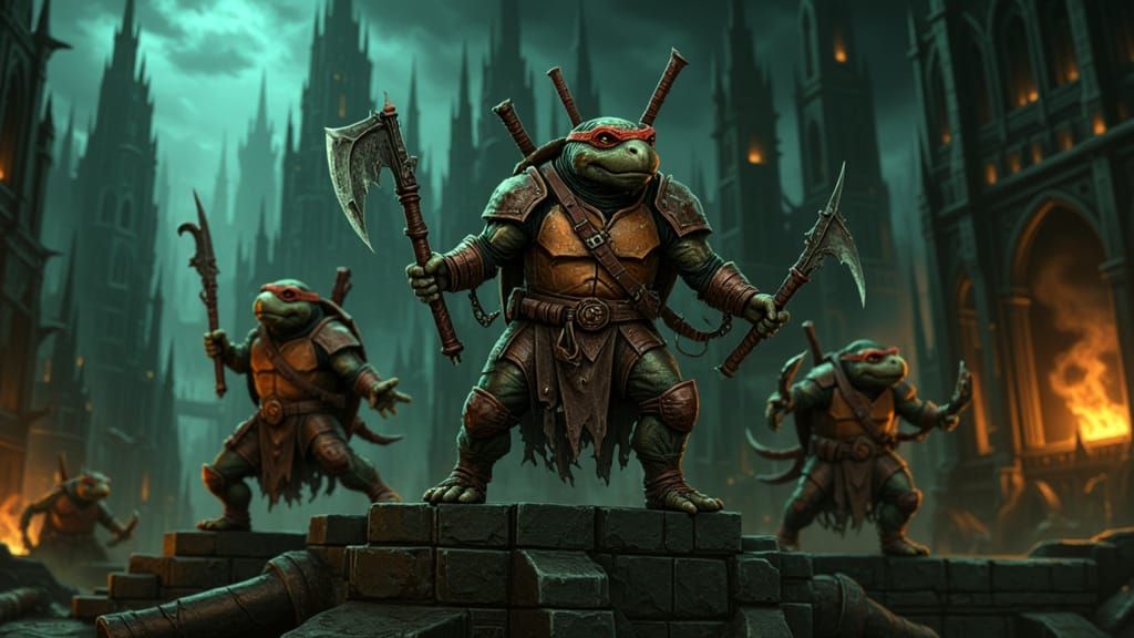 Master Splinter and the Ninja Turtles Diorama