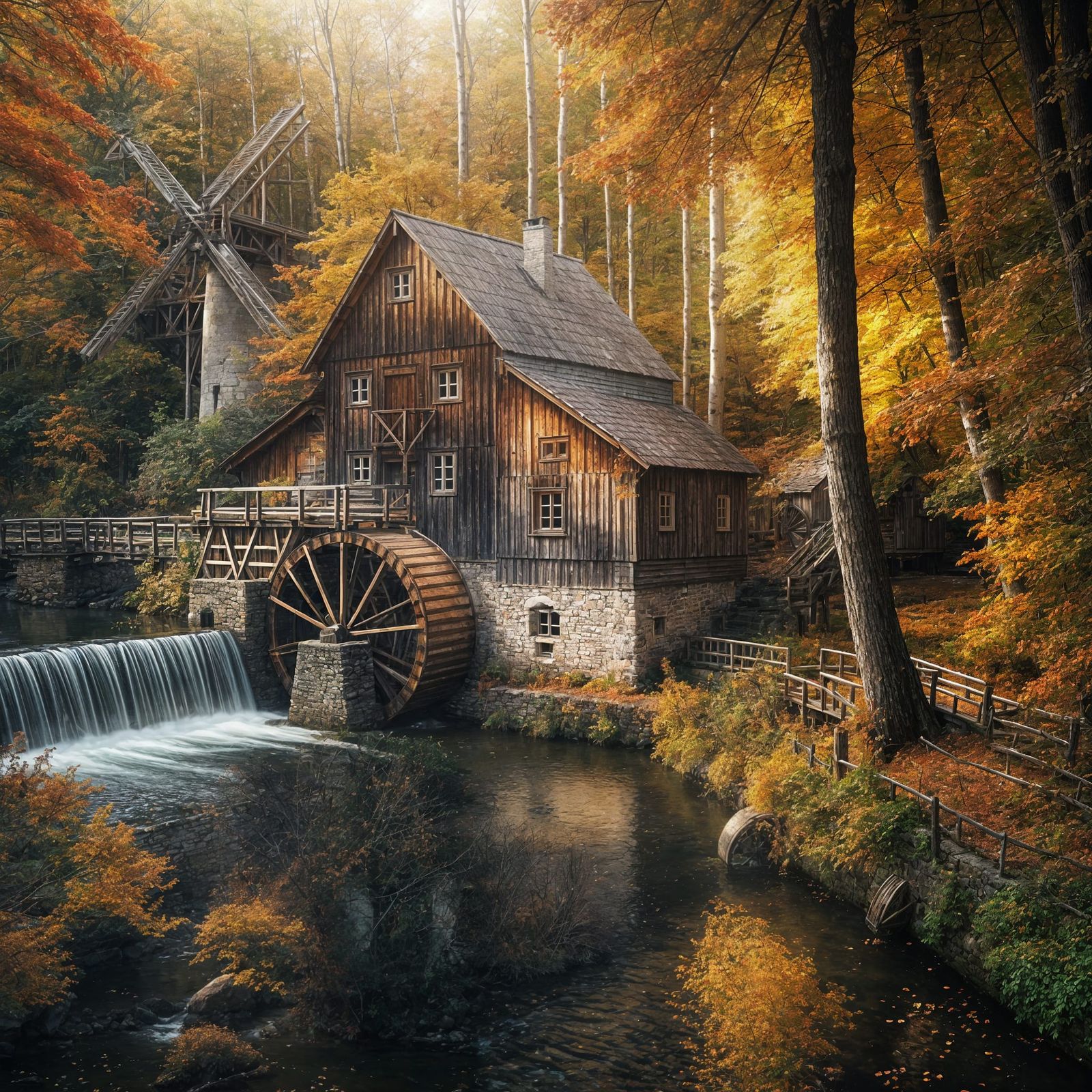 Watermill at the autumn