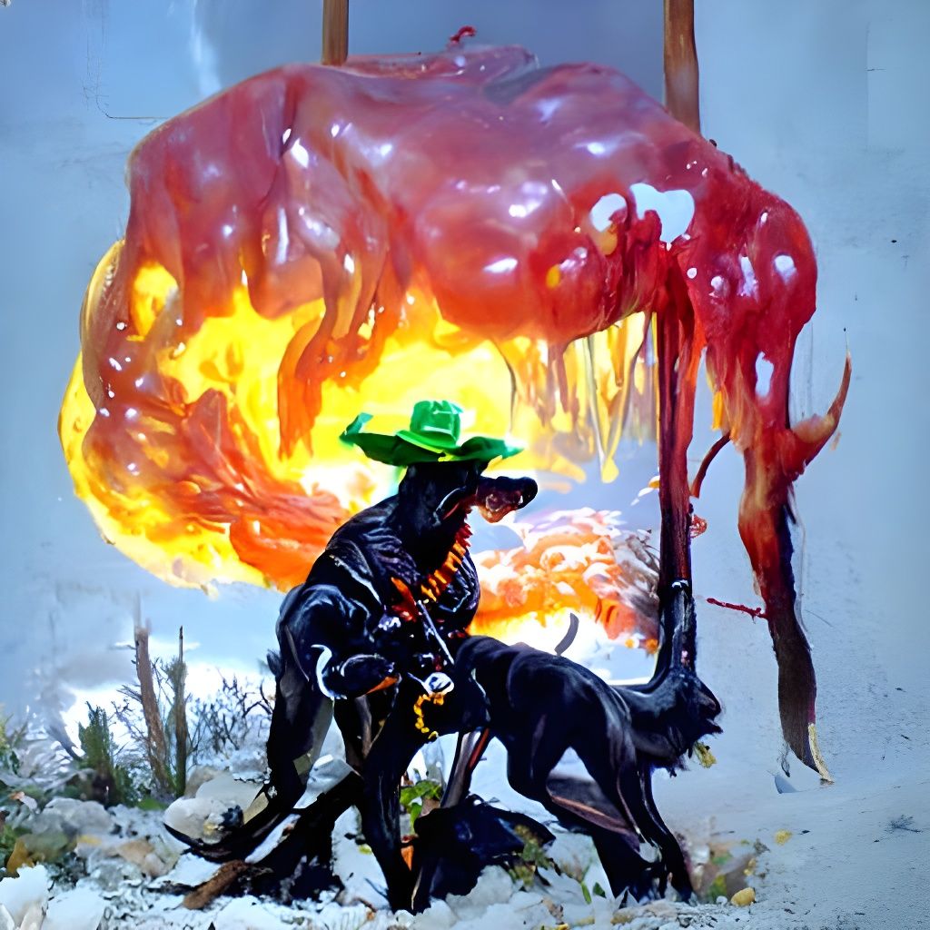 Cowboy and Black Dog: Oil Painting by James Gurney