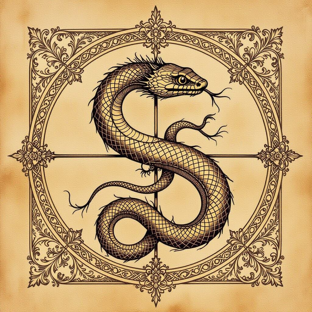 Renaissance Serpent in Circle and Square