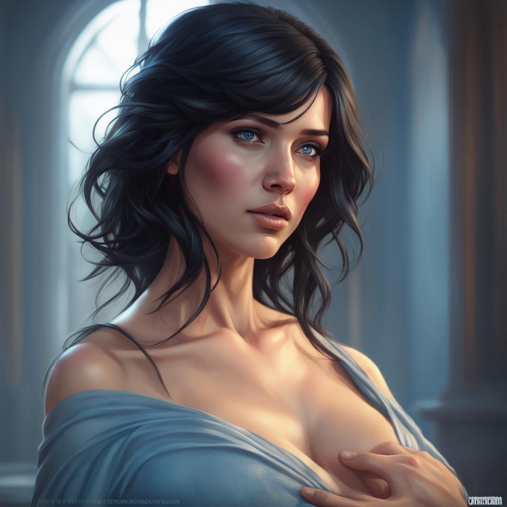 Pregnant Woman Portrait in Hyperdetailed Digital Art