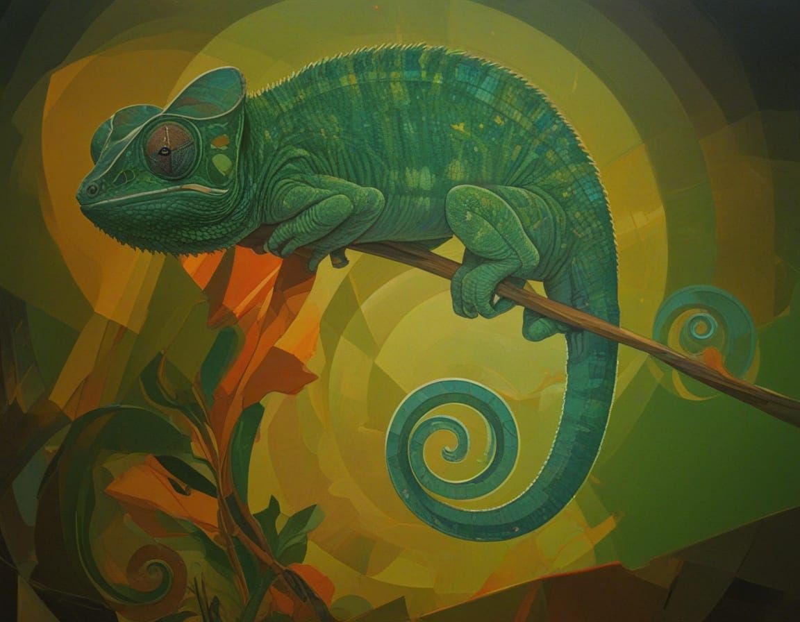 Fractal Chameleon in Geometric Dreamscape