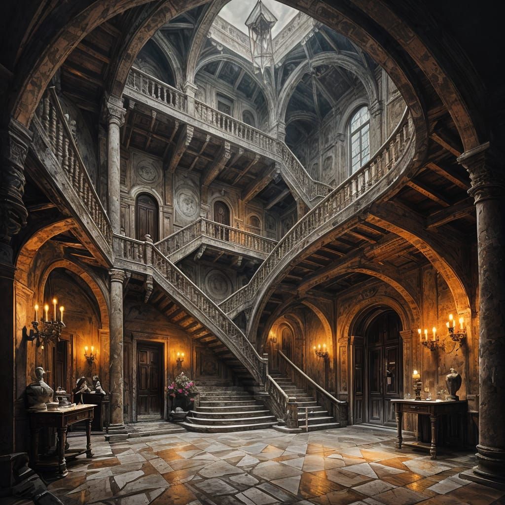 Underground Palace with Volumetric Lighting