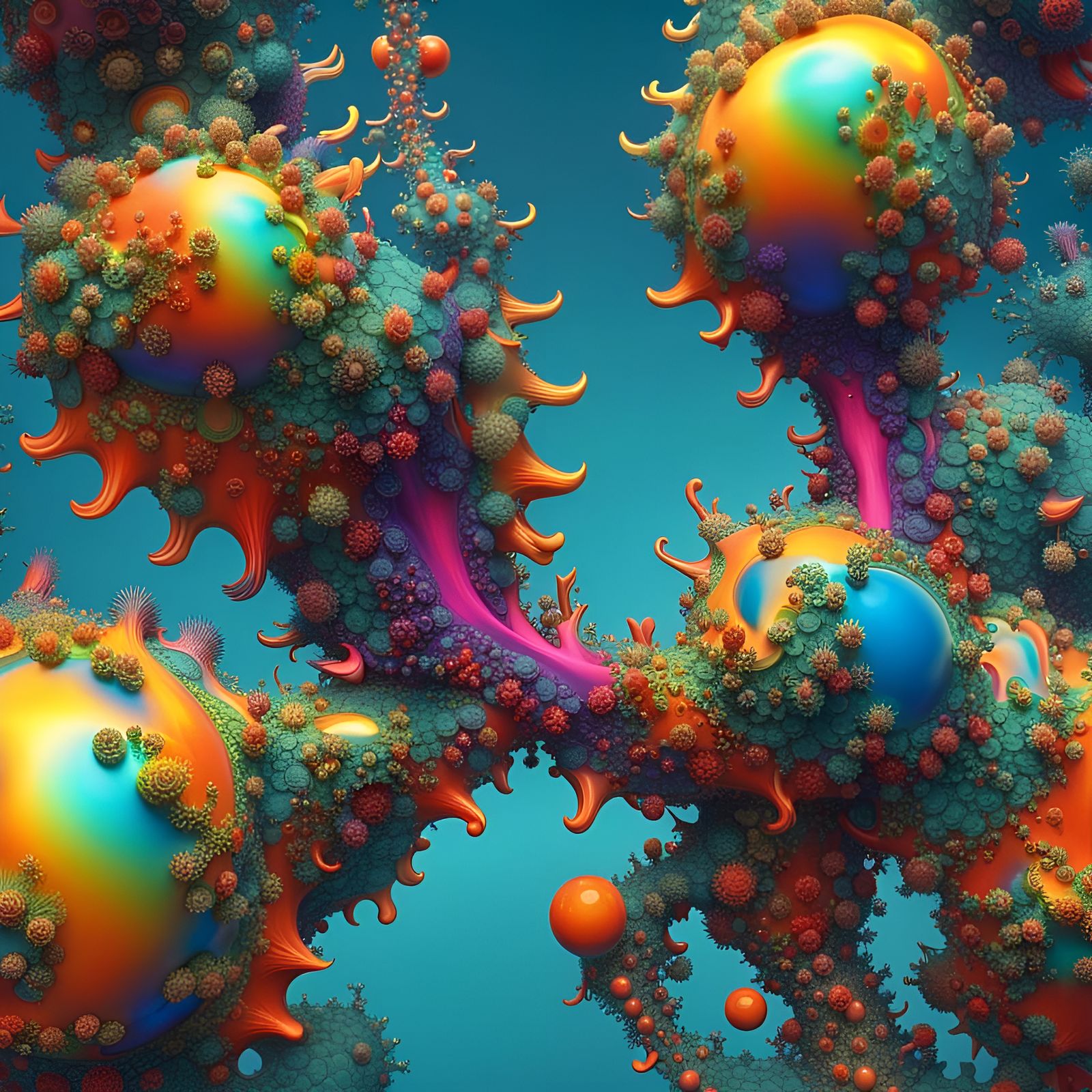 Complex Iridescent Fractal Sculptures in 3D