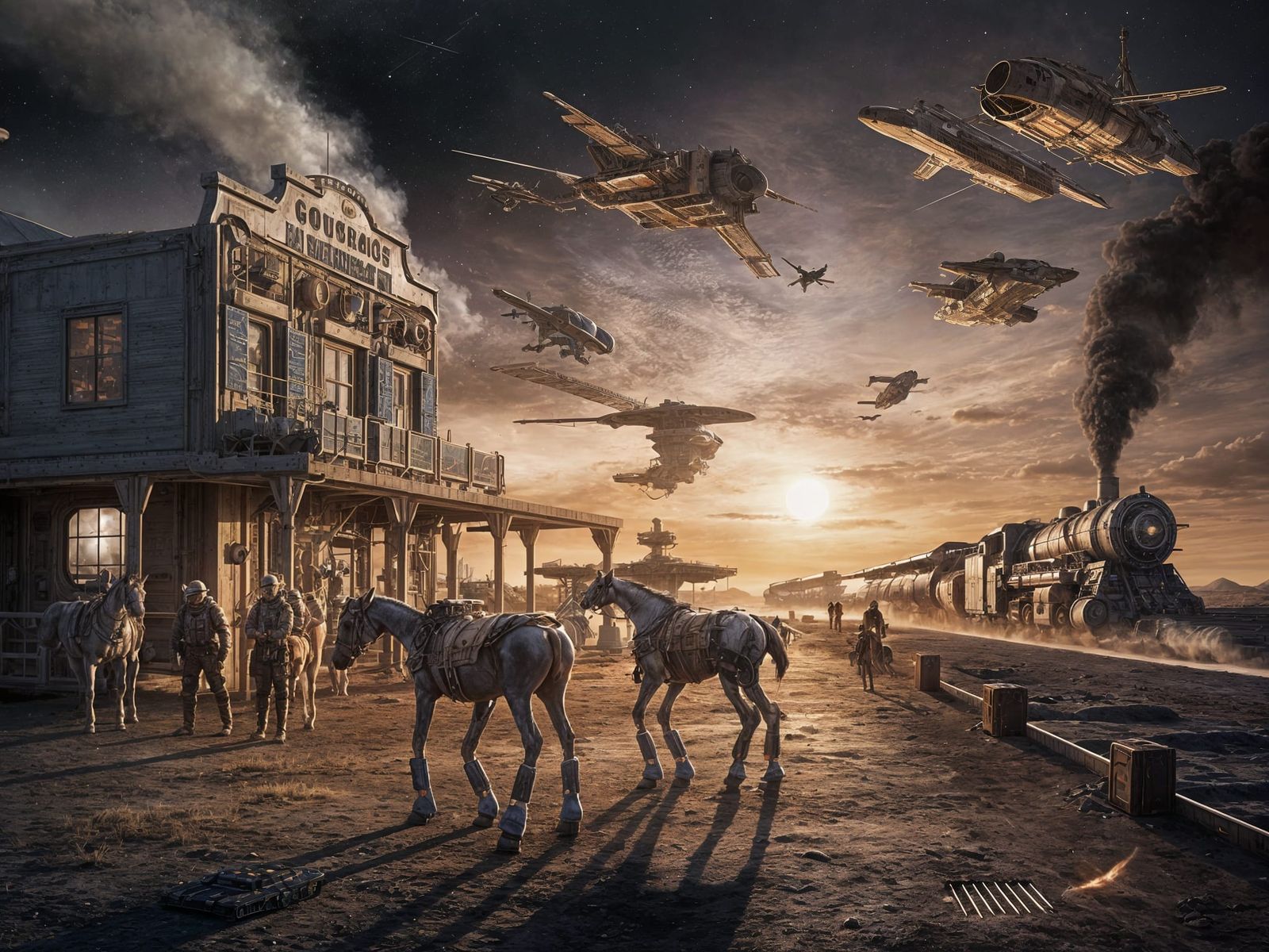 Interstellar Wild West: A Futuristic Frontier Scene