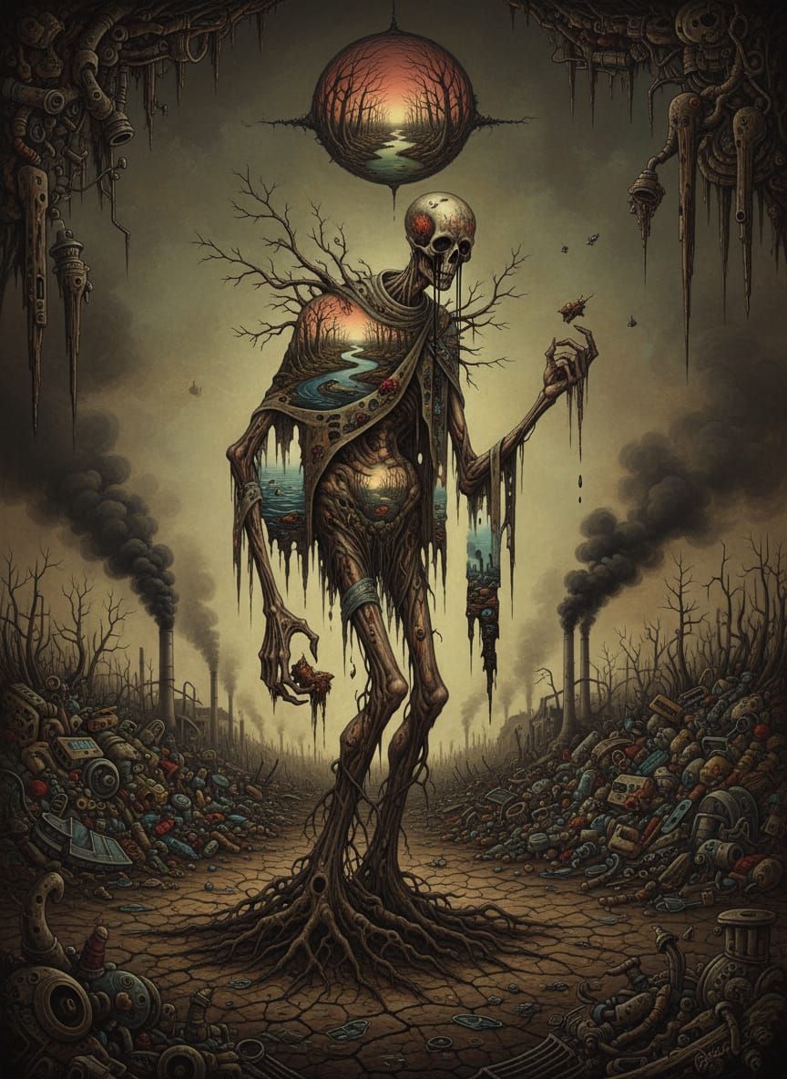 Personification of Ecological Dread in Surreal Style