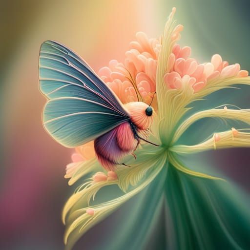 Delicate Rosy Maple Moth on Intricate Flower