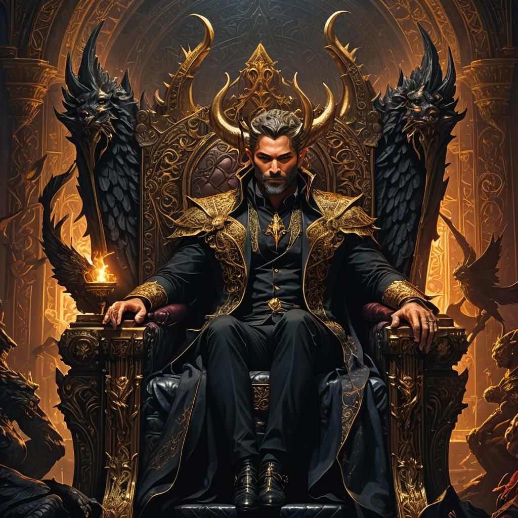 Lucifer Enthroned in Dark Mystical Realm