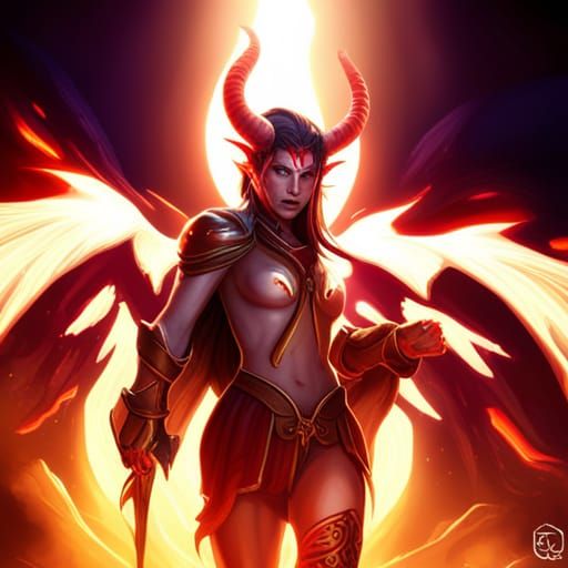 Winged Tiefling with Detailed Wings in Fantasy Art