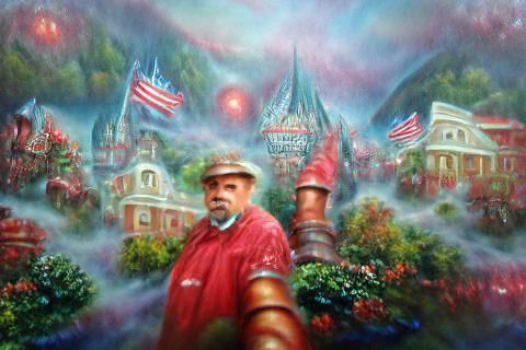 Ethereal Fantasy Landscape in Kinkade Style