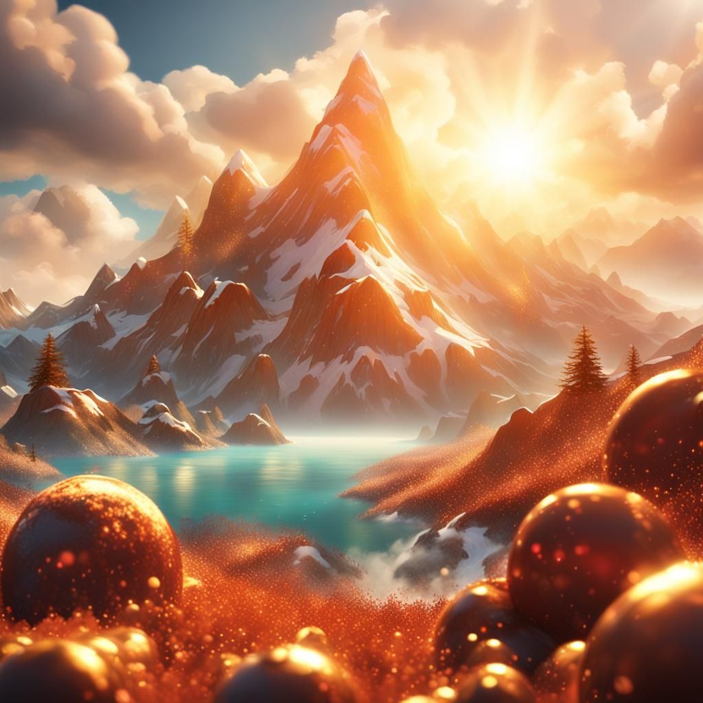 Christmas Mountaintops in Panoramic 3D Rendering