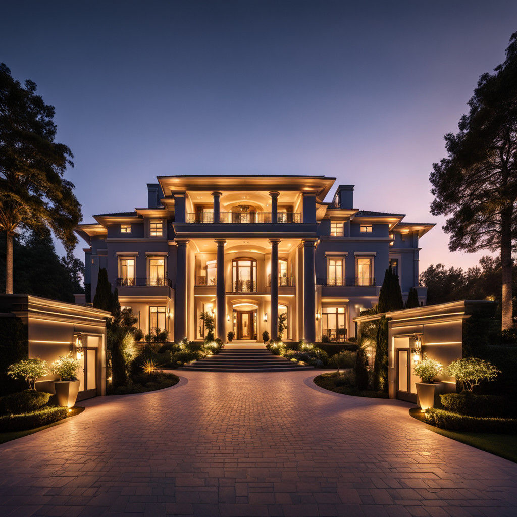 Elegant Contemporary Mansion at Sunset
