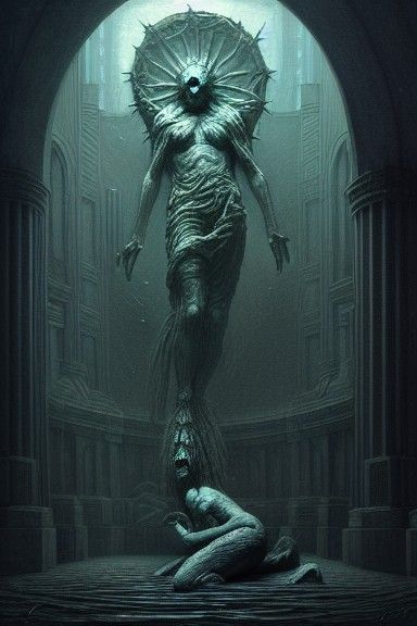 Dark Lonely Figure in Sinister Storybook Illustration