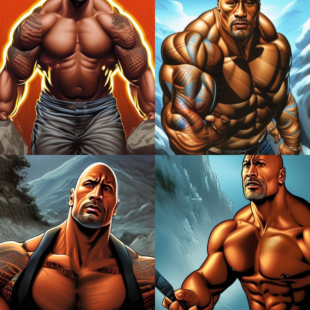 Dwayne Johnson Eyebrow in Comic Book Style
