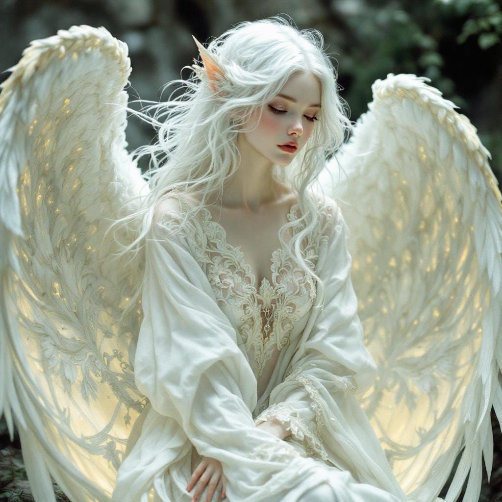 Ethereal Fantasy Angel in Art Nouveau Style