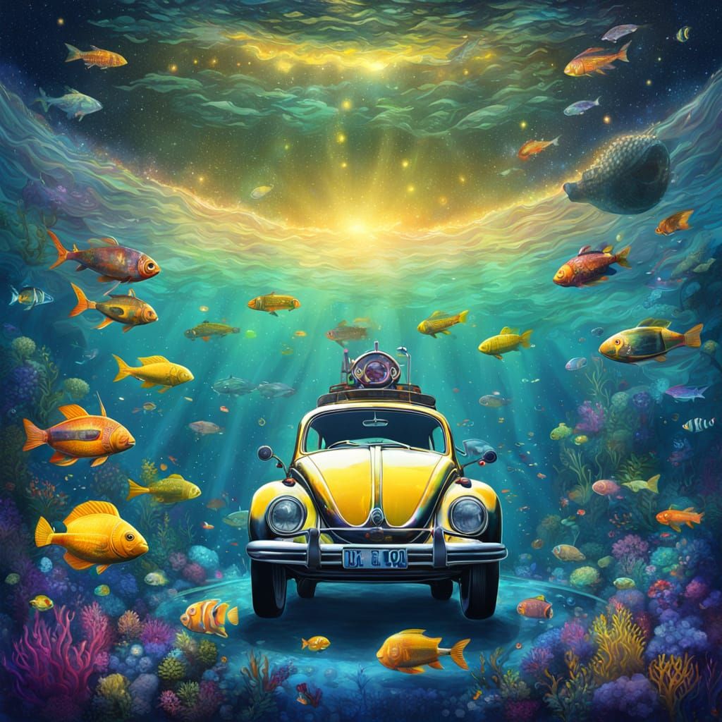 Volkswagen Beetle Submarine in Astral Illustration