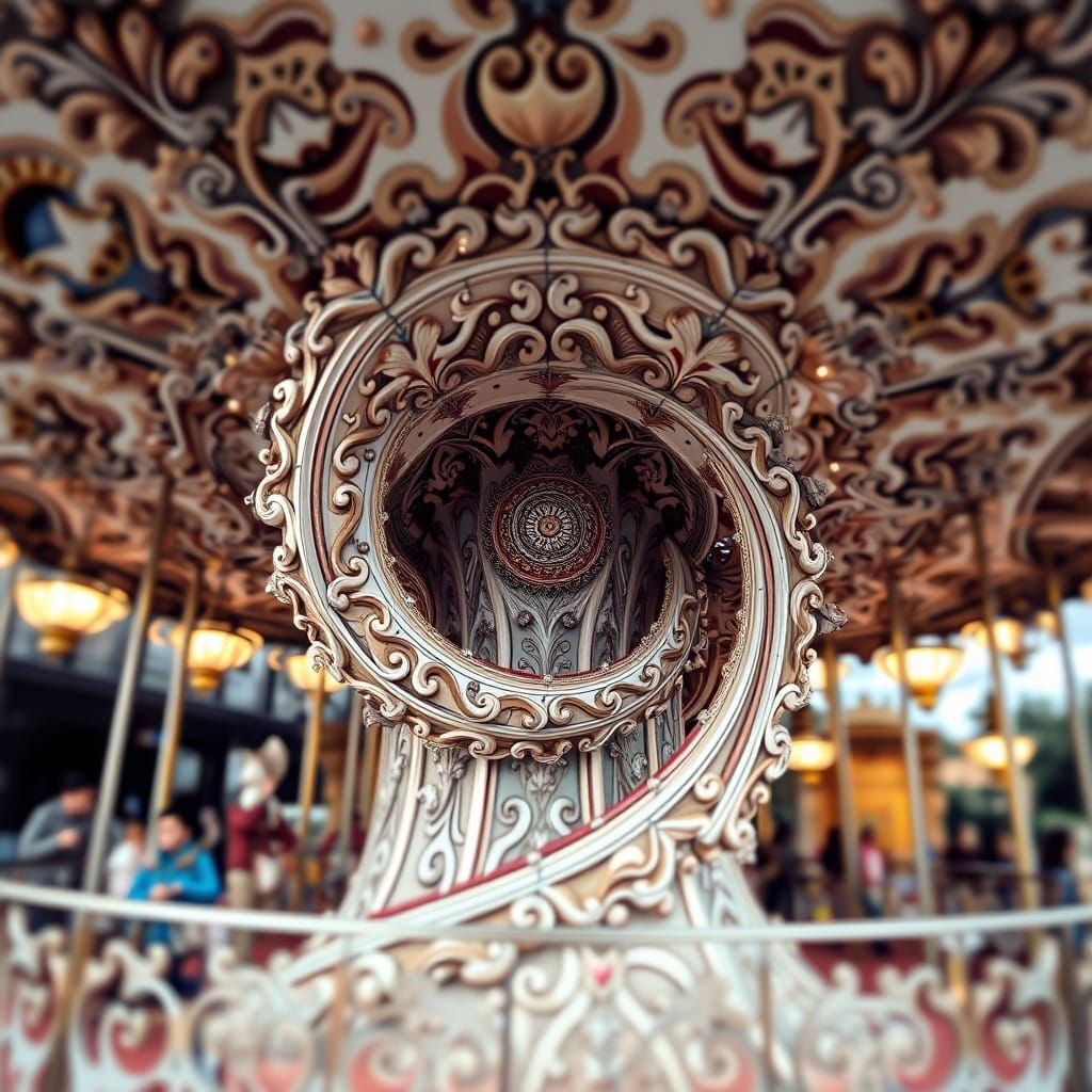 Gaudi-Style Fractal Carousel in Ornate Detail