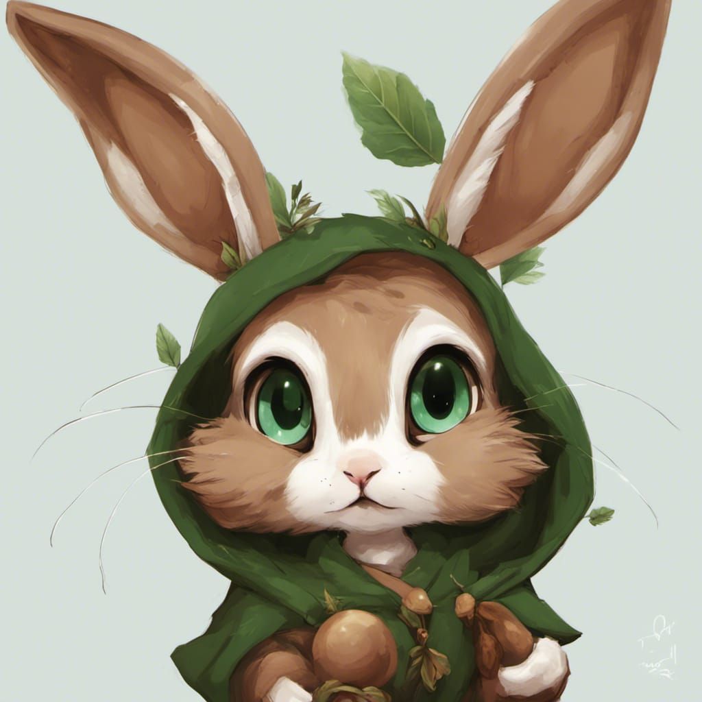 Harengon Foraging in Forest: Fantasy Concept Art