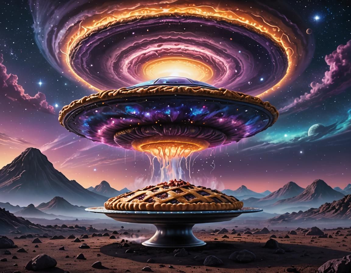 Steaming Alien Pie in Cosmic Landscape