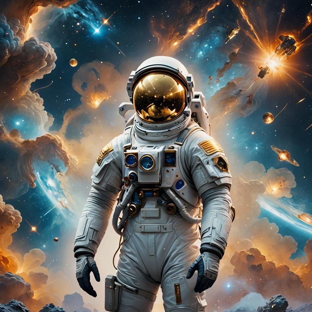 Astronaut in Nebula: Cinematic Concept Art