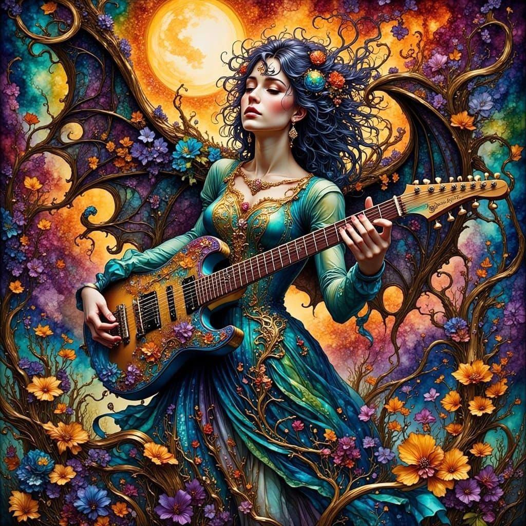 Trippy Rockstar in Art Nouveau Style