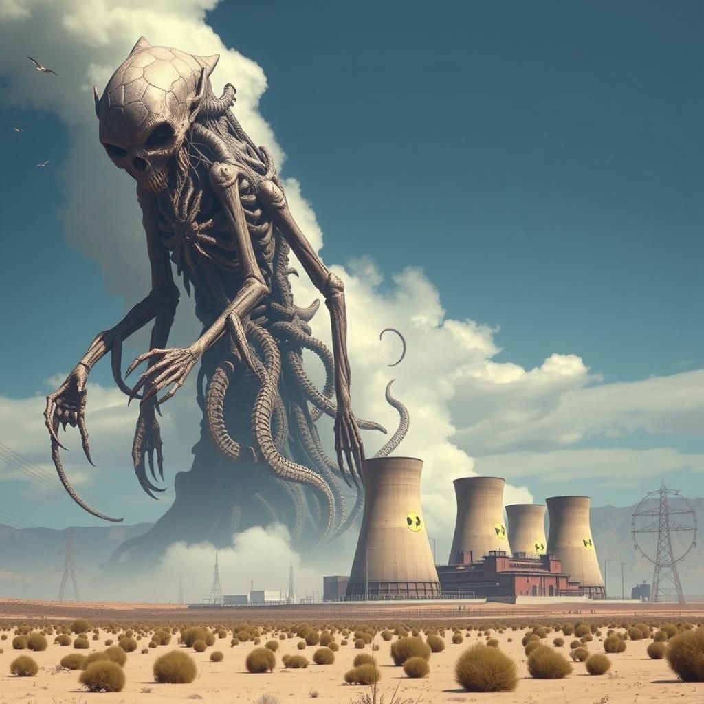 Undead Biomechanical Creature Towers Over Nuclear Plant