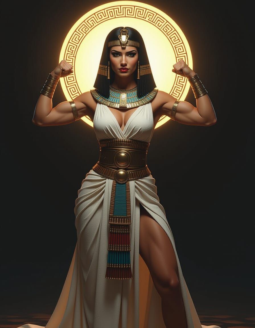 Muscular Cleopatra in Noir Vintage Style