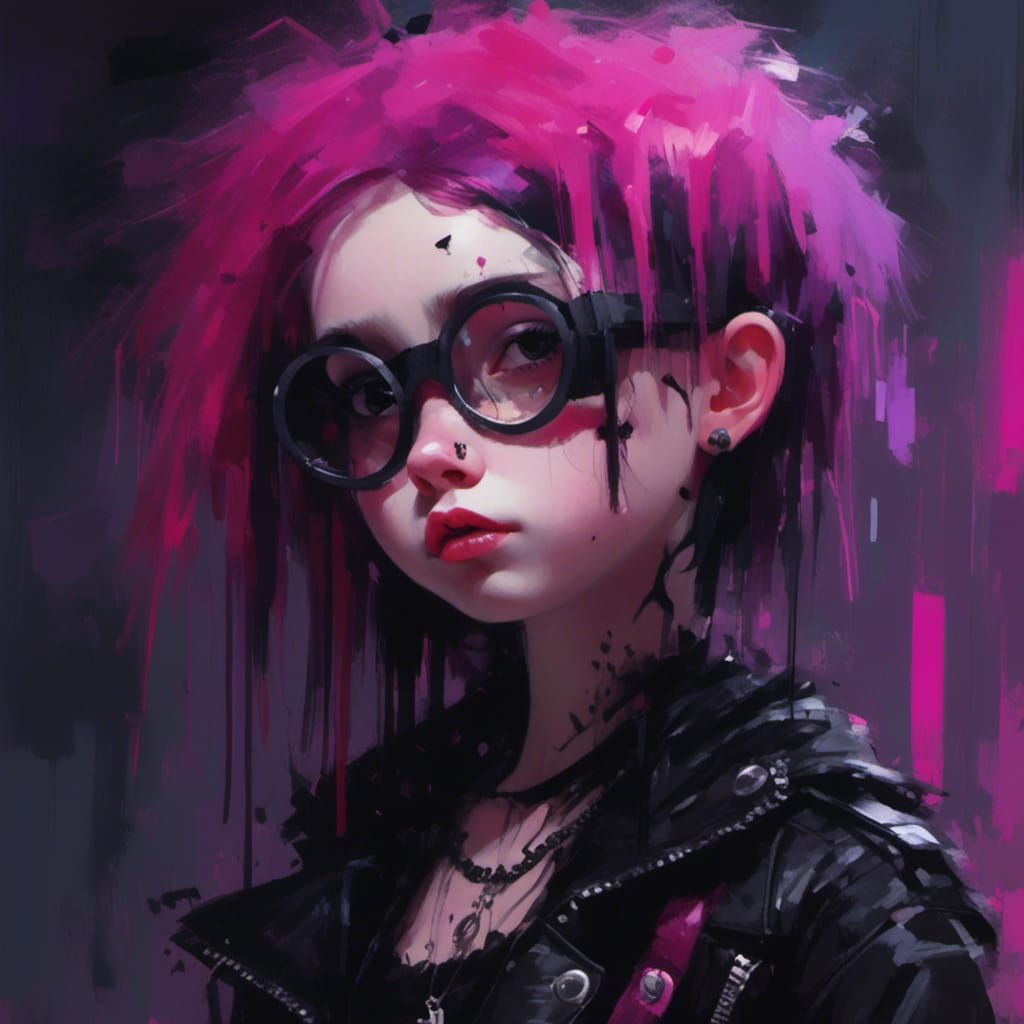 Goth Punk Girl Concept Art in Graded Colors