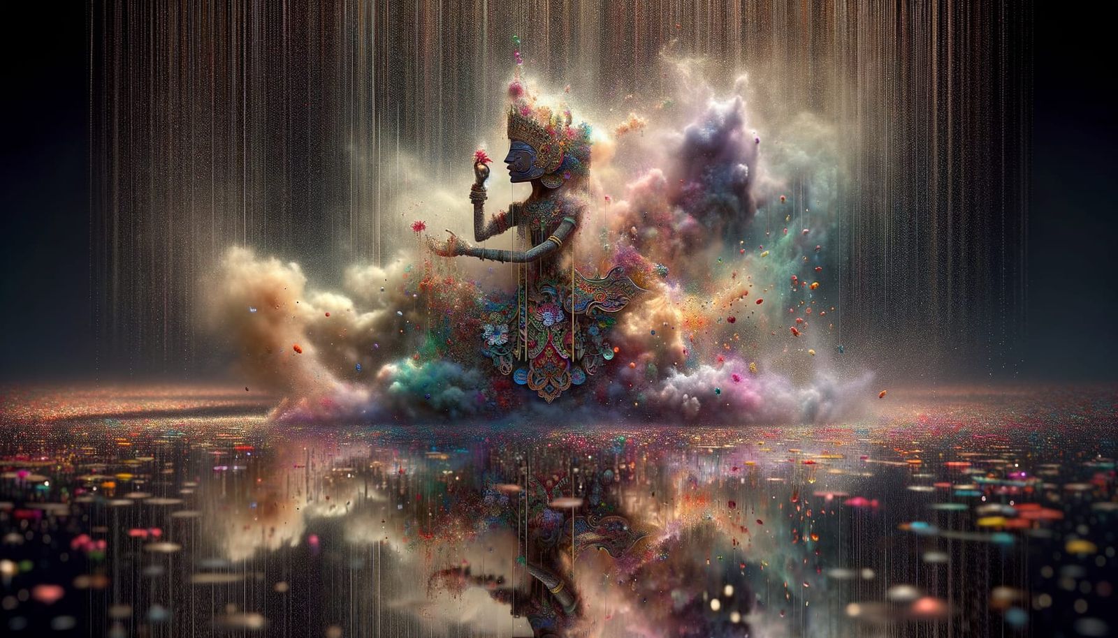 Indonesian Puppet Dissolving in Dustwind CGI