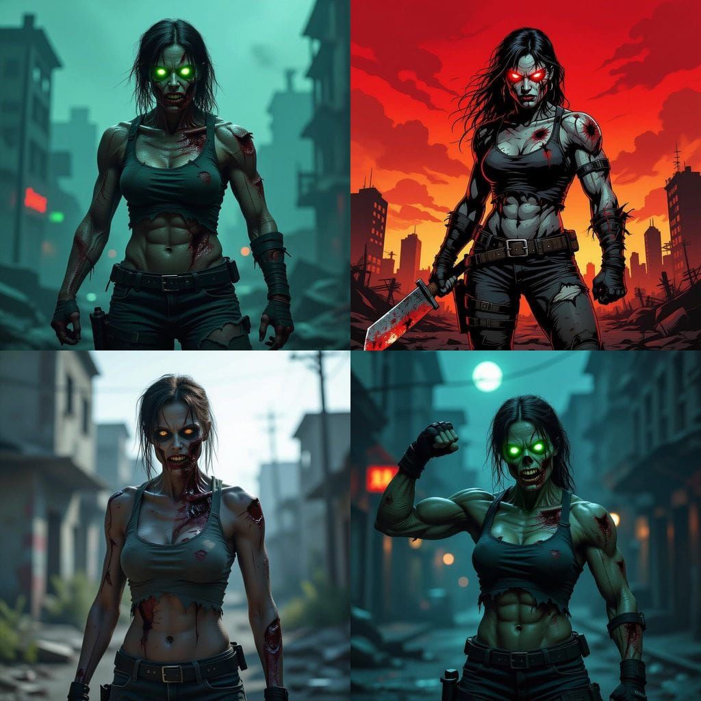 Muscular Zombie Woman Posing