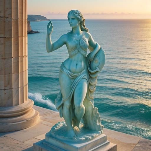 Aphrodite by the Sea in Ancient Greek Sculpture Style