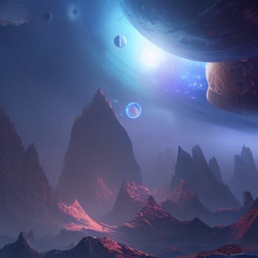 Fantastical Outer Space Matte Painting in Deep Color