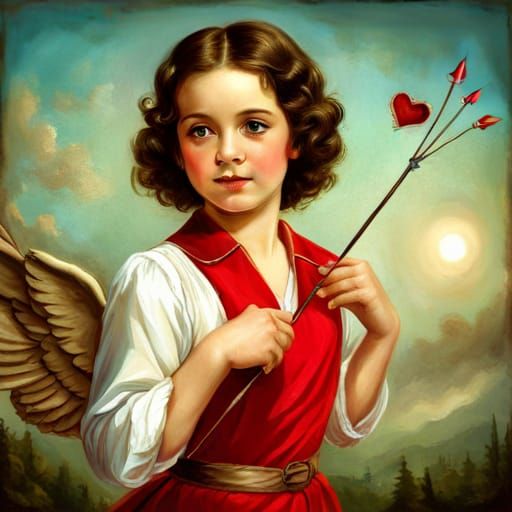 Vintage Cupid with Bow and Arrow