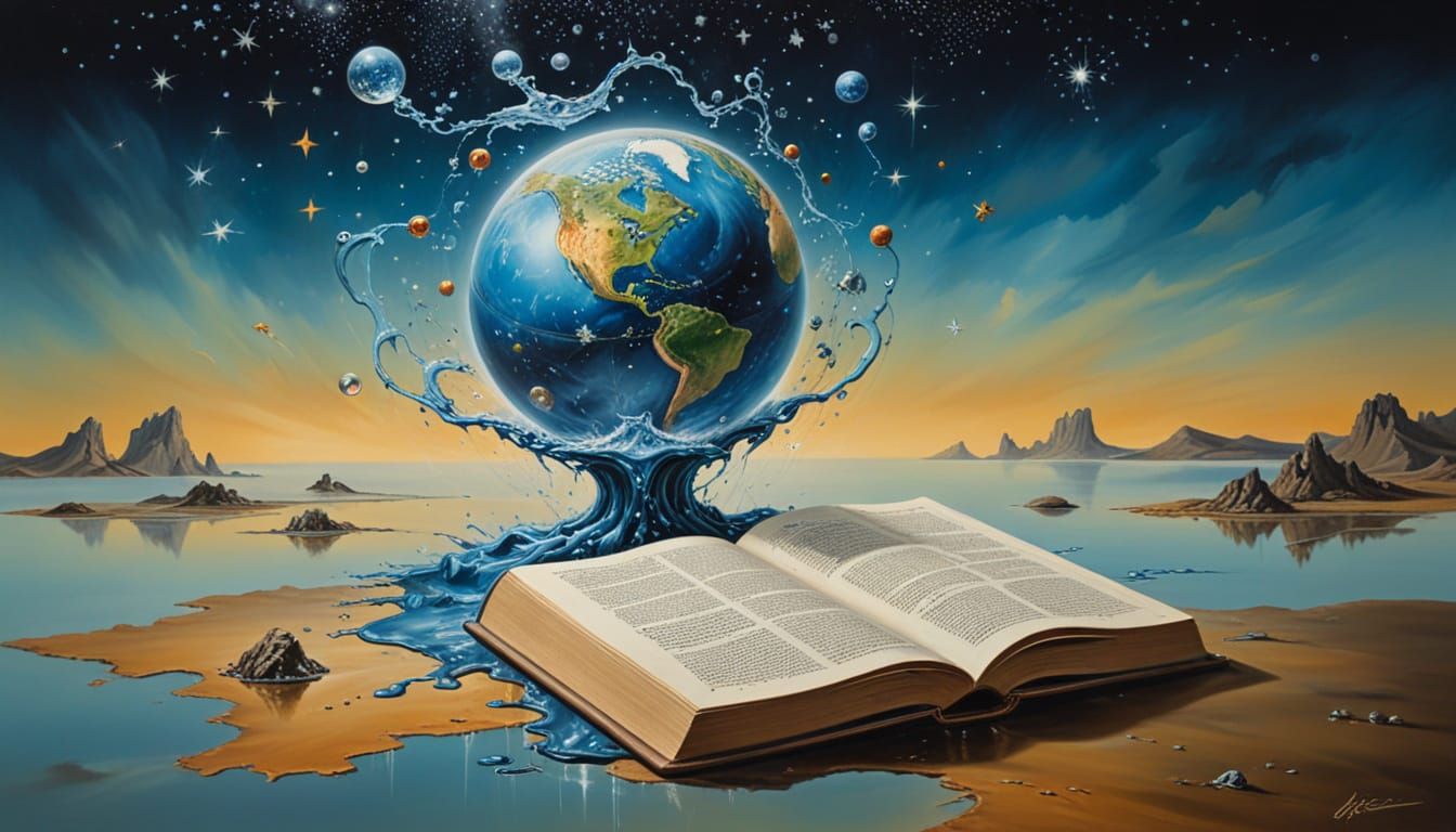 Elegant Open Book with Floating Constellations