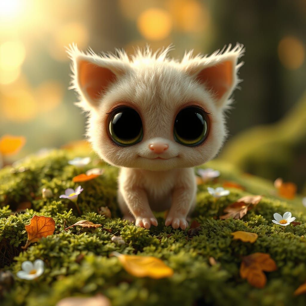Adorable Fluffy Creature in Enchanted Forest