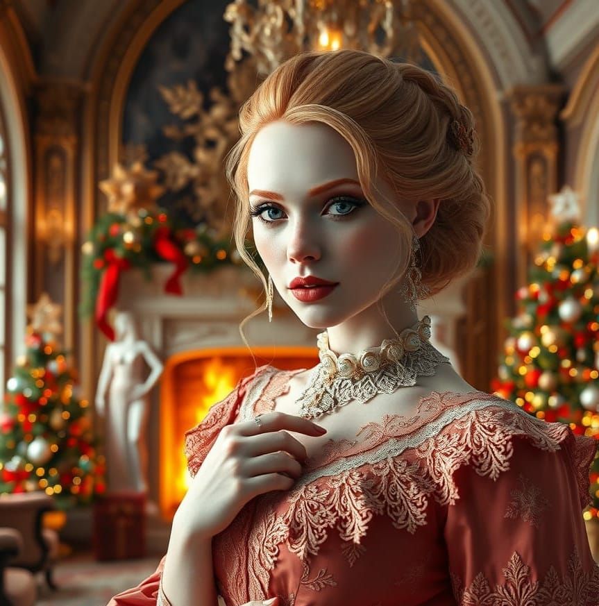 A Swedish Femme Fatale in Opulent Christmas Splendor