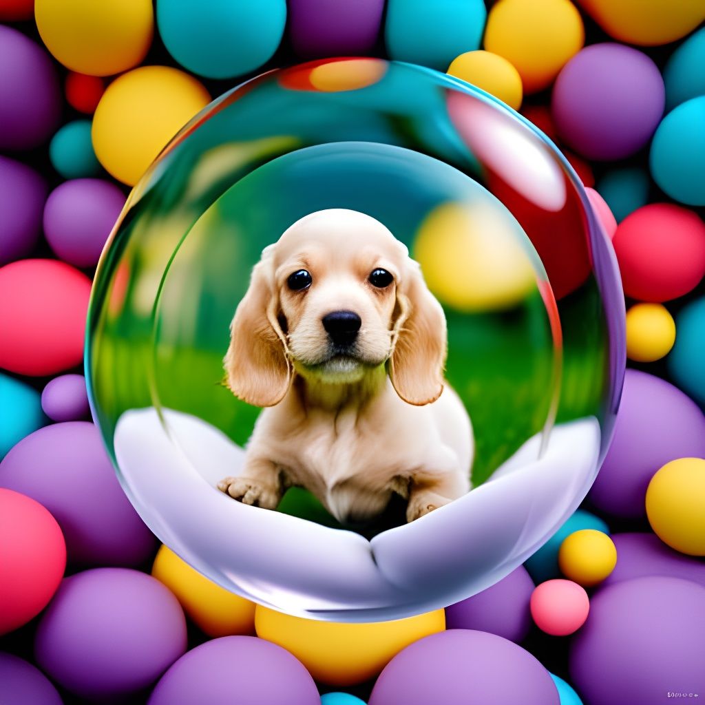 Cute Cocker Spaniel Puppy in Floating Bubble