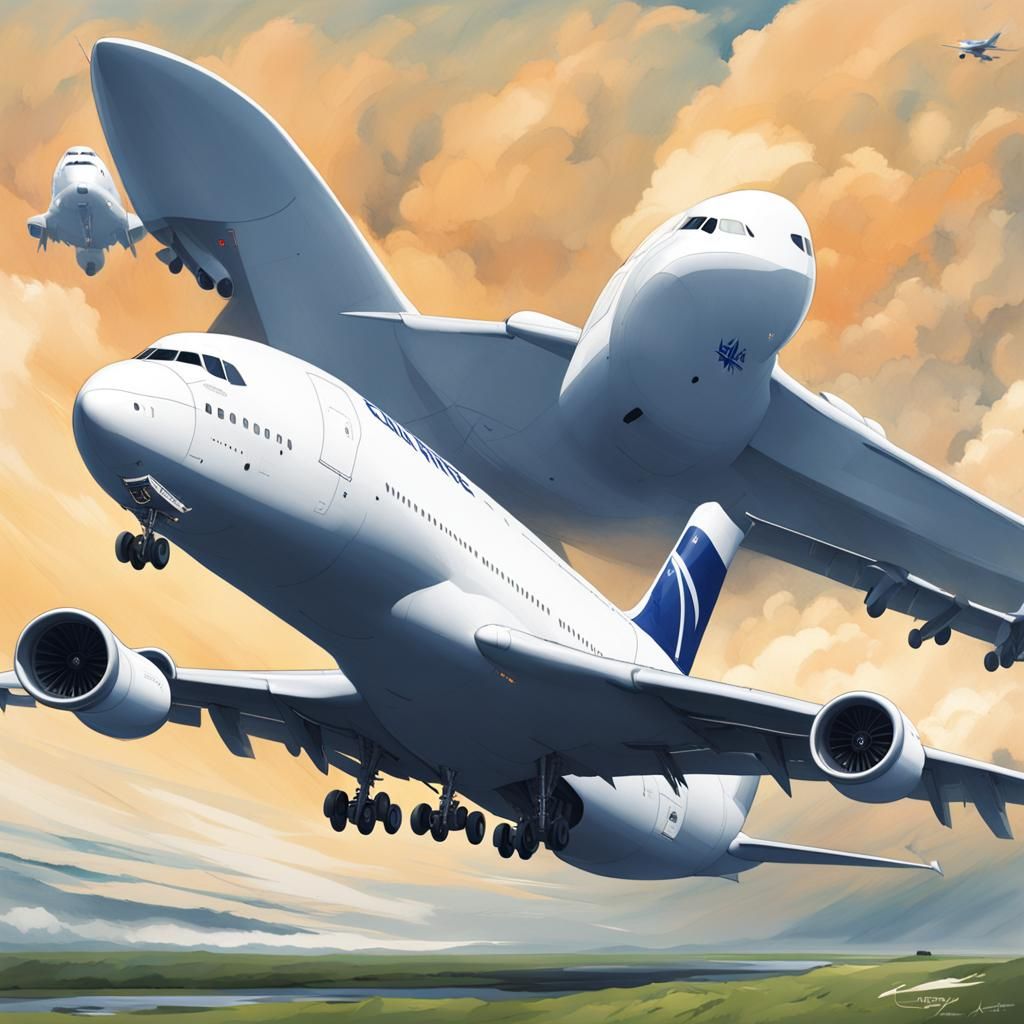 Airbus Beluga XL Steep Ascent in Anime Style