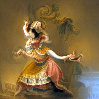 Elegant Woman Dancing in Rococo Style
