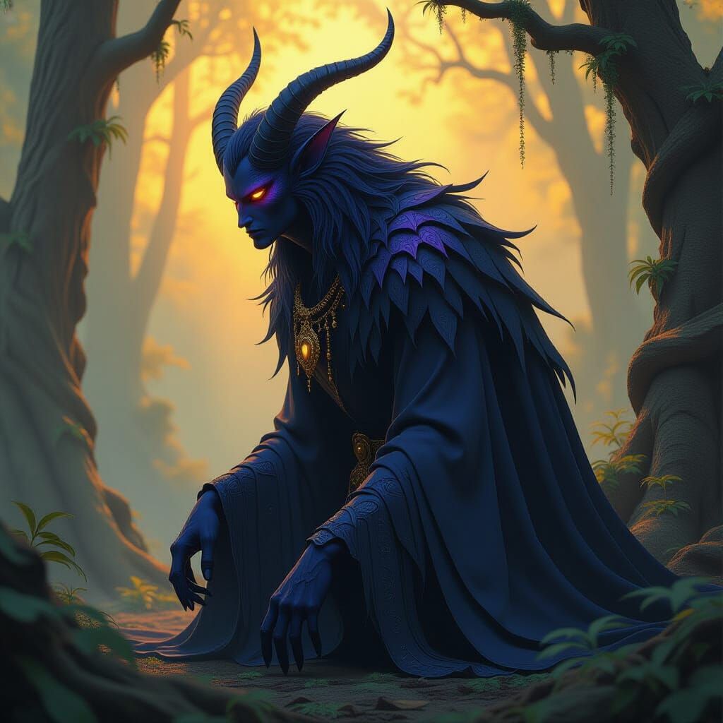 Dark Fantasy Creature in Mystical Ambiance