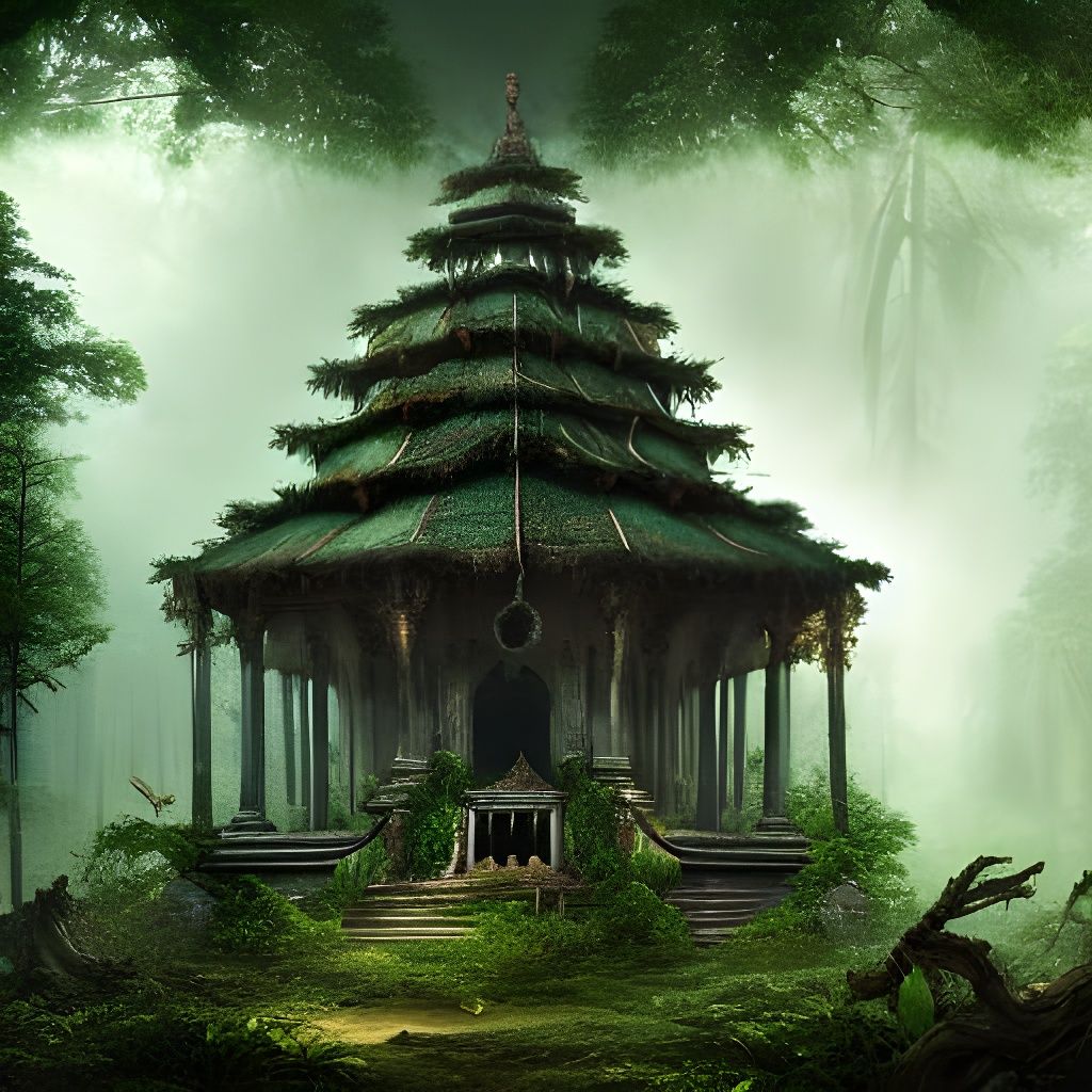 Forest Temple Reclaimed: Detailed Digital Matte Painting