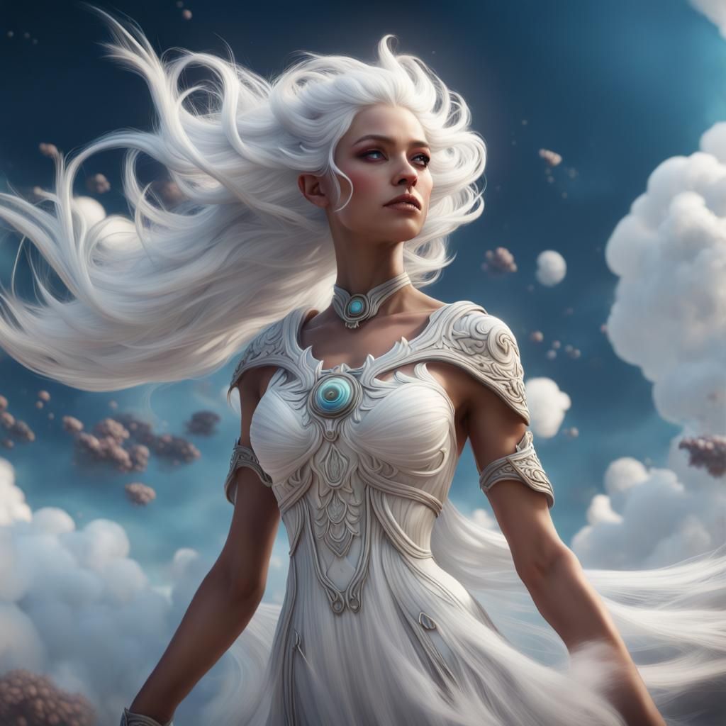 Air Goddess with Flowing Dress, Fantasy Concept Art