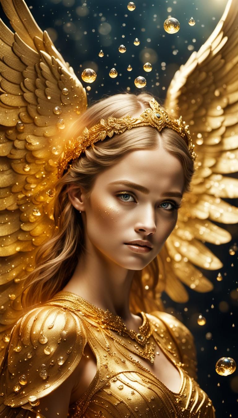 Golden Angel in Flight: A Fantasy Close-Up