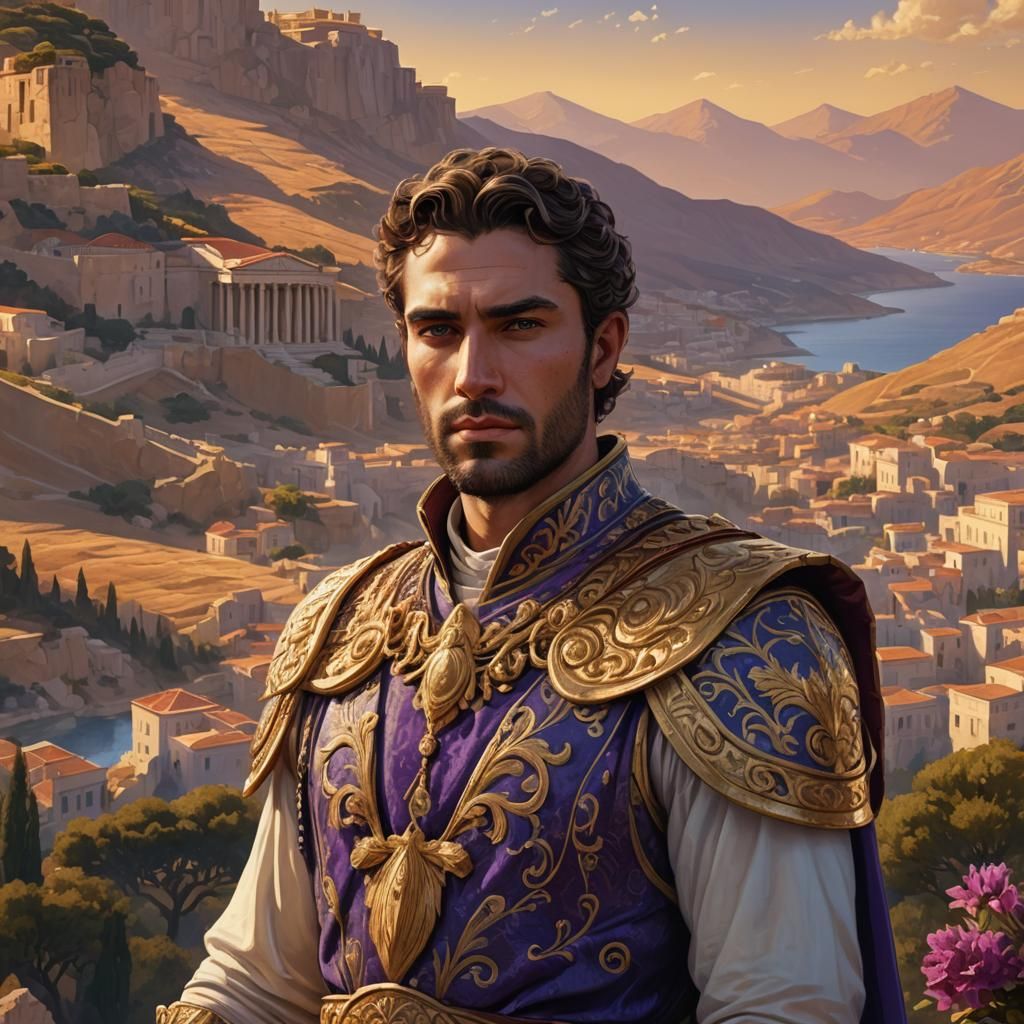 Greek King Portrait in Baroque Style