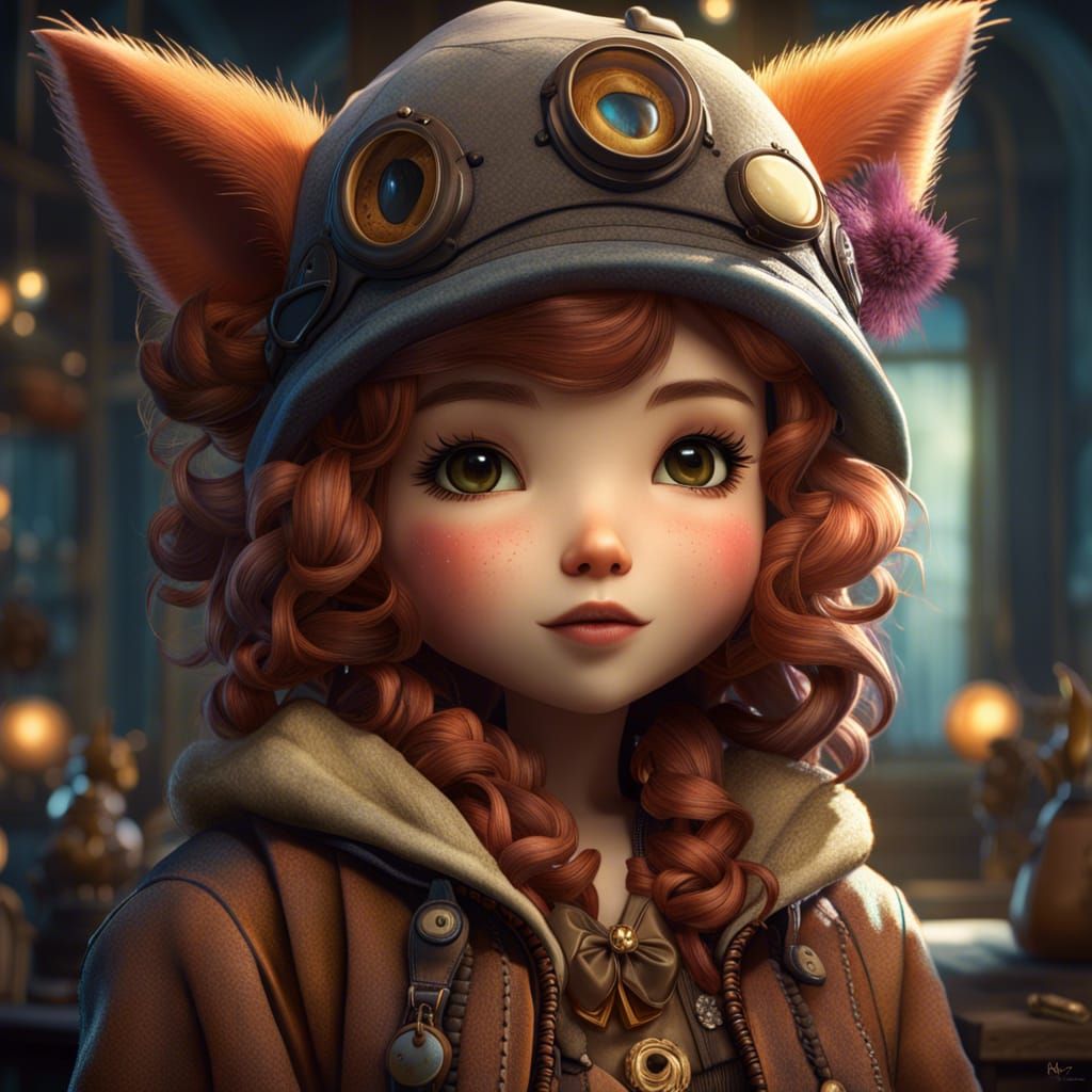 Charming Fox Barista in Fairytale Illustration Style