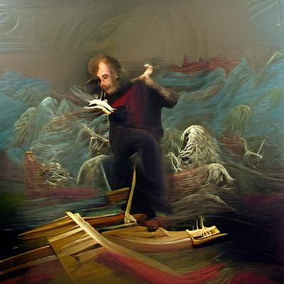 Renaissance Man Chasing Painting in Dreamscape