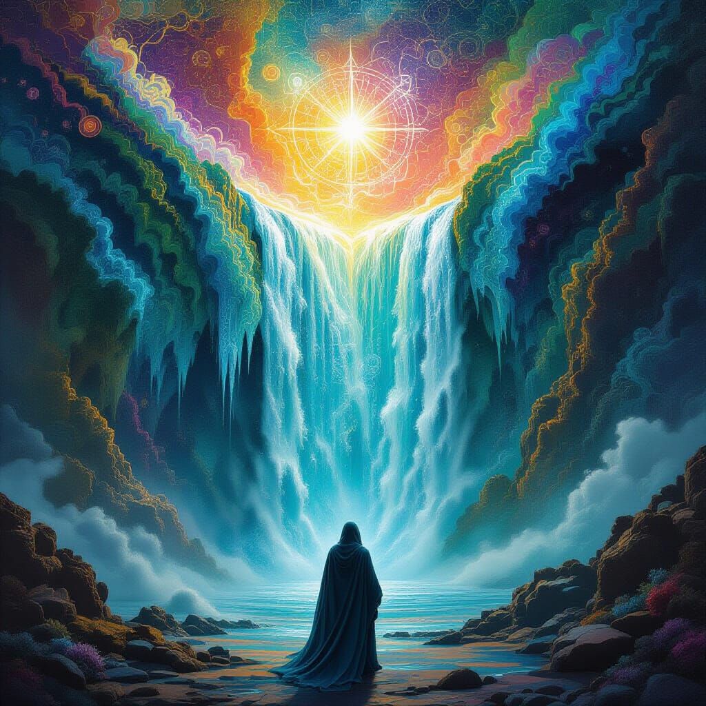 Mystical Being Watching the Veil Open