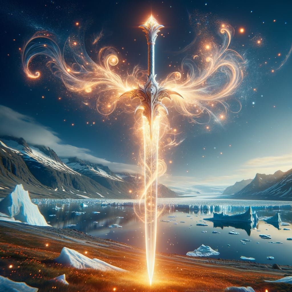 Mythical Radiant Sword in Arctic Tundra